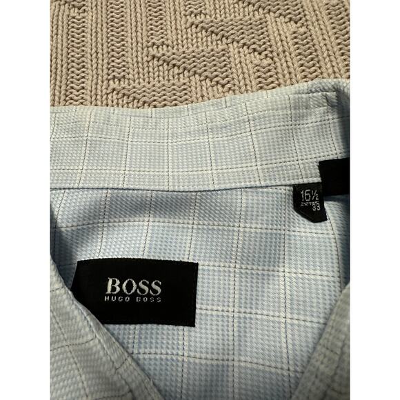 Hugo Boss blue plaid button down size 16.5 - Picture 5 of 8
